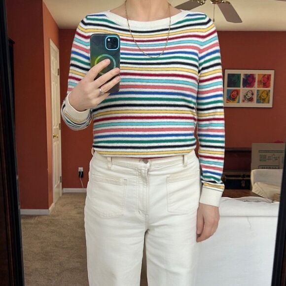 Talbots Striped Lambswool Sweater Soft Multicolored Medium - Picture 5 of 10